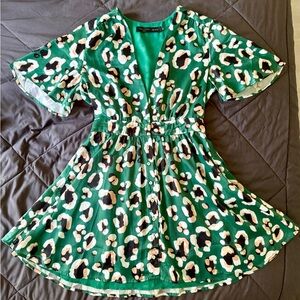 House of Harlow x Revolve Green Leopard Print Sundress